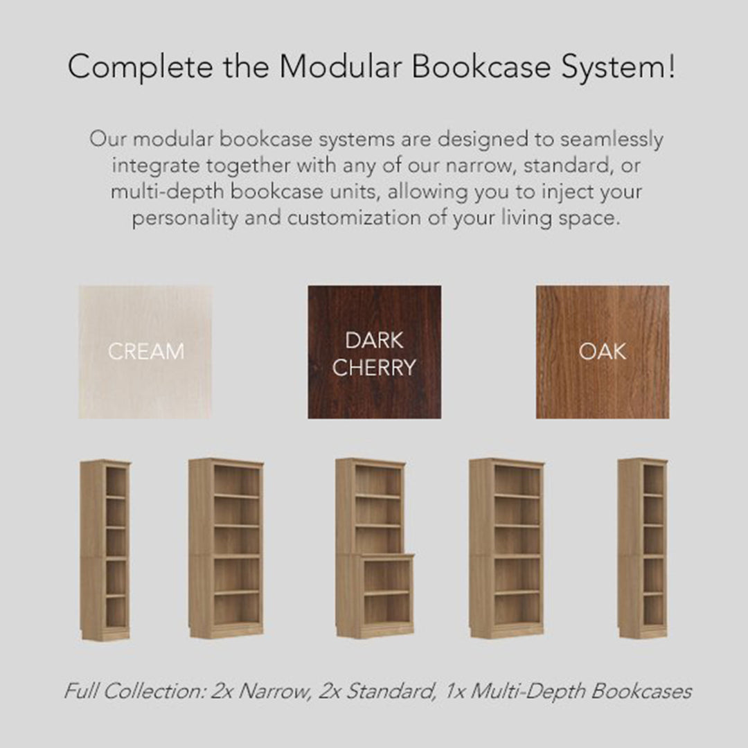 VAUXHILL & CO. Halston Multi-Depth Bookcase, Adjustable Shelving Unit, Oak