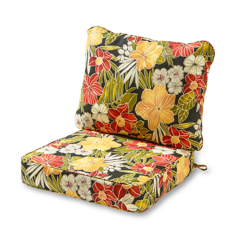 Greendale Home Fashions Deep Seat Outdoor Furniture Cushion Set, Aloha Black