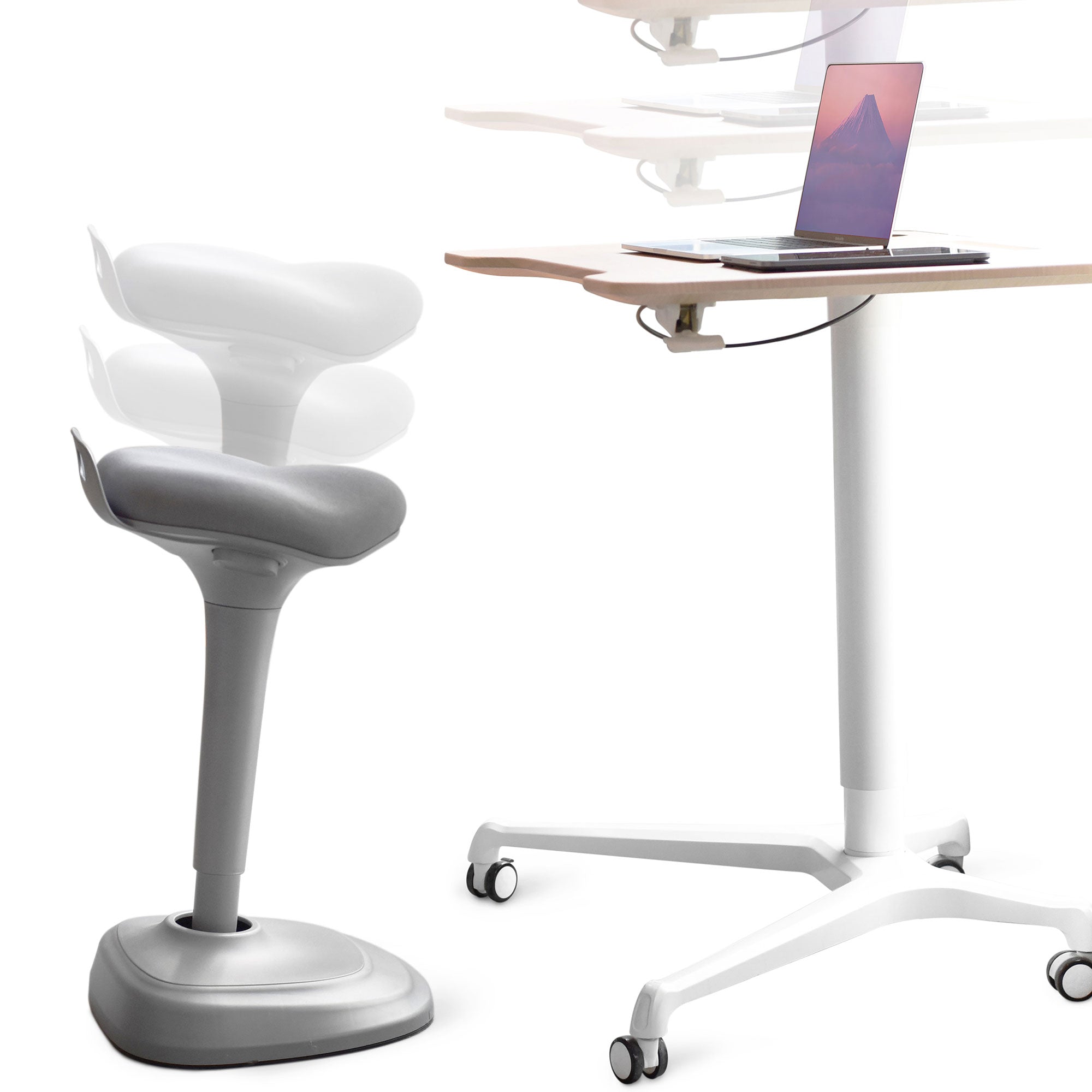 Living Essentials Forte Office Adjustable 360 Swivel Wobble Stool, Gray (Used)
