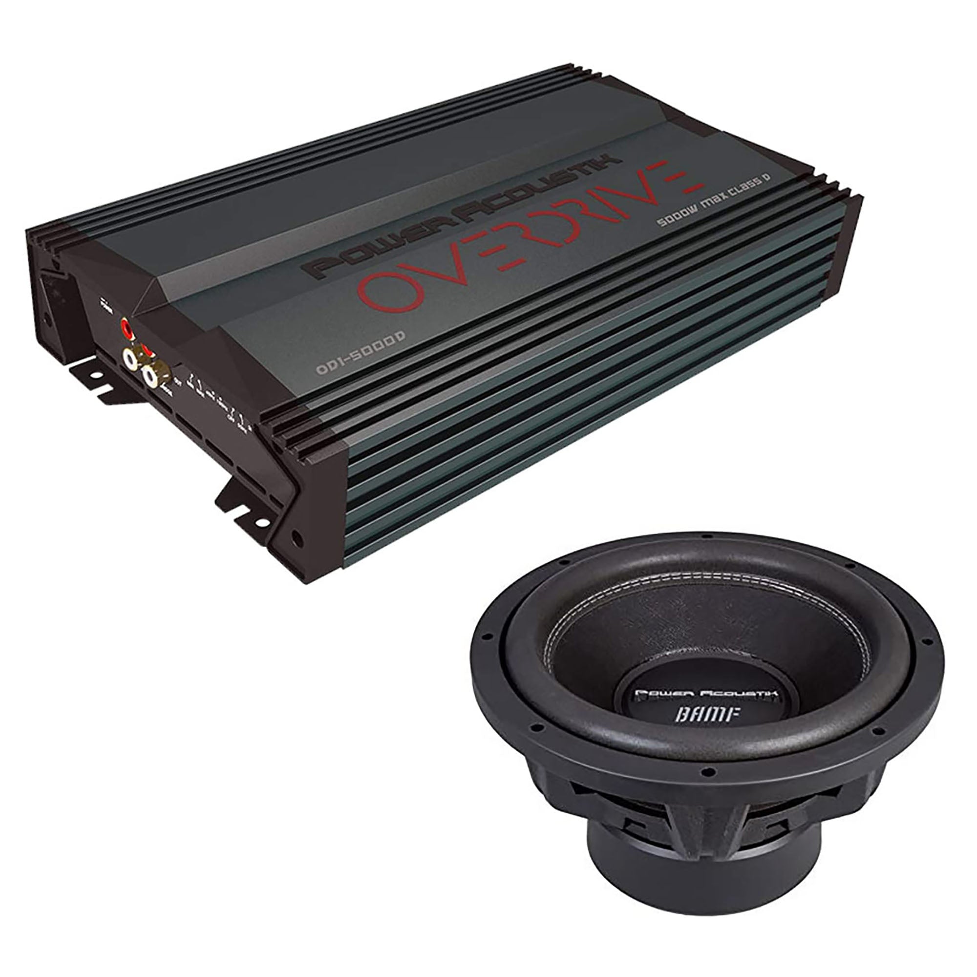Power Acoustik 5000 Max Class D Monoblock Amplifier and Bumper-122 Subwoofer