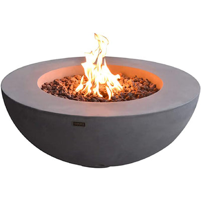 Elementi Natural Gas Concrete Lunar Bowl Fire Pit w/ Auto Ignition (For Parts) - VMInnovations