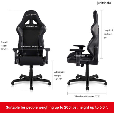 DXRacer Racing Ergonomic Reclining Home Office Desk Computer Gaming Chair, Black