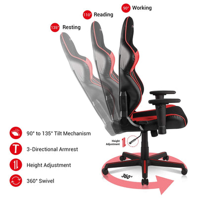 DXRacer Racing Ergonomic Computer Home Office Desk Gaming Chair, Black and Red