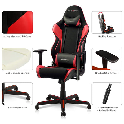 DXRacer Racing Ergonomic Computer Home Office Desk Gaming Chair, Black and Red