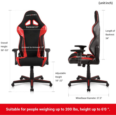 DXRacer Racing Ergonomic Computer Home Office Desk Gaming Chair, Black and Red