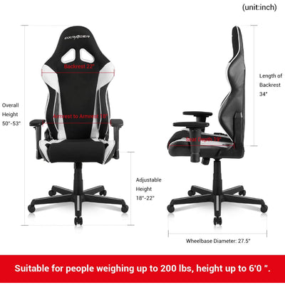 DXRacer Racing Ergonomic Home Office Desk Computer Gaming Chair, Black & White