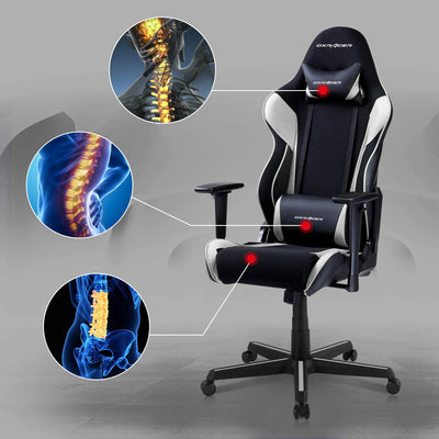 DXRacer Racing Ergonomic Home Office Desk Computer Gaming Chair, Black & White