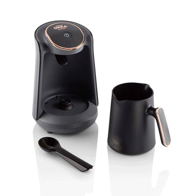 Azrum Okka Minio Automatic Turkish Coffee Pot Maker Machine, Red and Silver