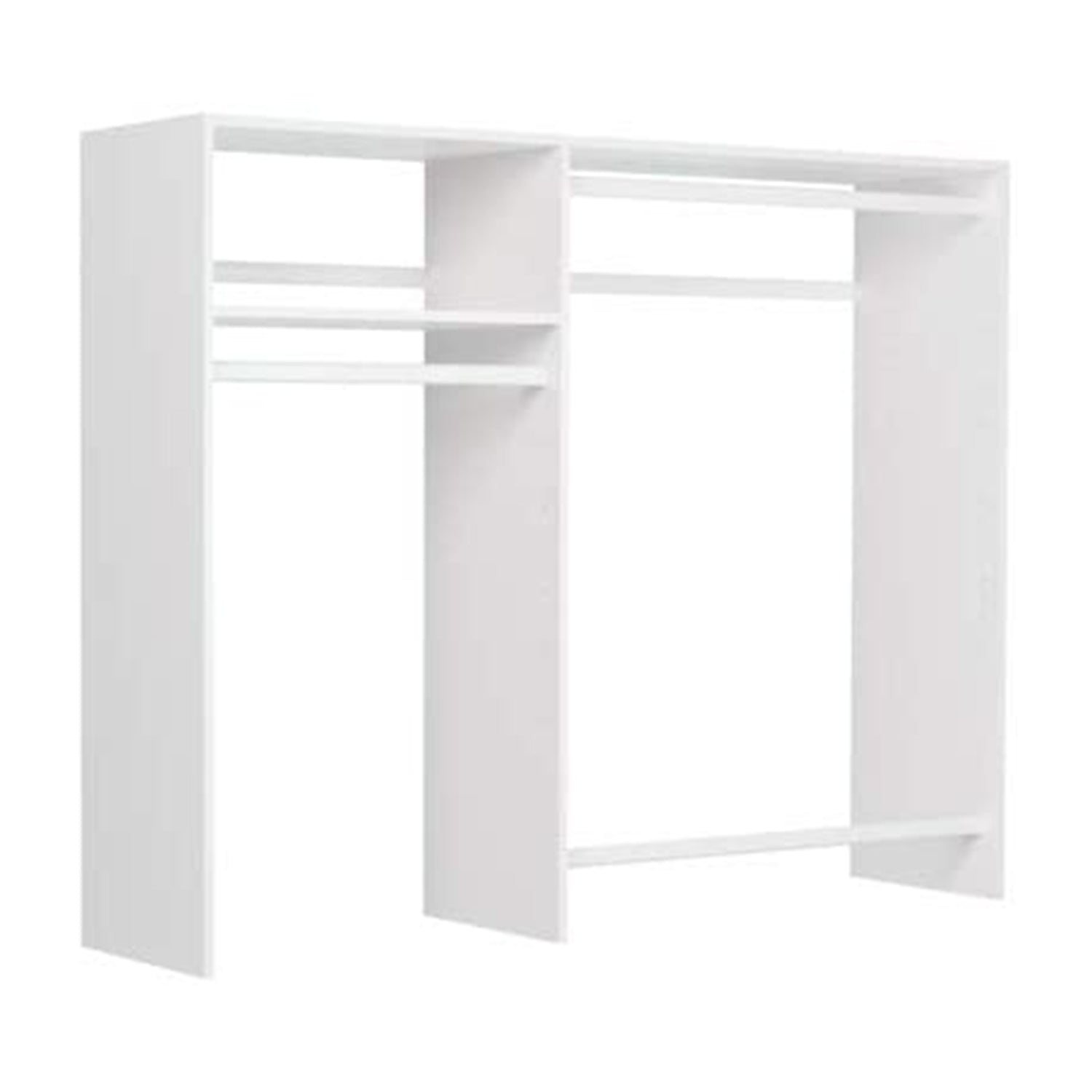 Easy Track Hanging Closet Kit Wardrobe Storage Clothing Rack, White (Open Box)