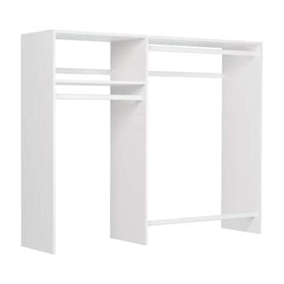 Easy Track Hanging Closet Kit Wardrobe Storage Clothing Rack, White (Open Box)