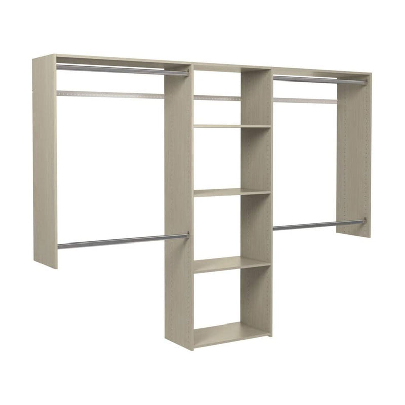 Easy Track Deluxe Closet Storage Organizer System with Shelves, Weathered Grey