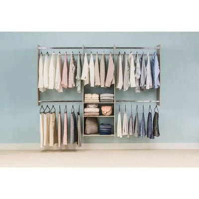 Easy Track Deluxe Closet Storage Organizer System with Shelves, Weathered Grey