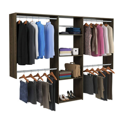 Easy Track Deluxe Starter Closet Storage Organizer System with Shelves, Truffle