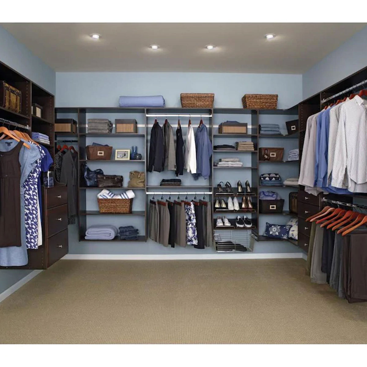 Easy Track Starter Closet Storage Organizer System with Shelves, Truffle (Used)
