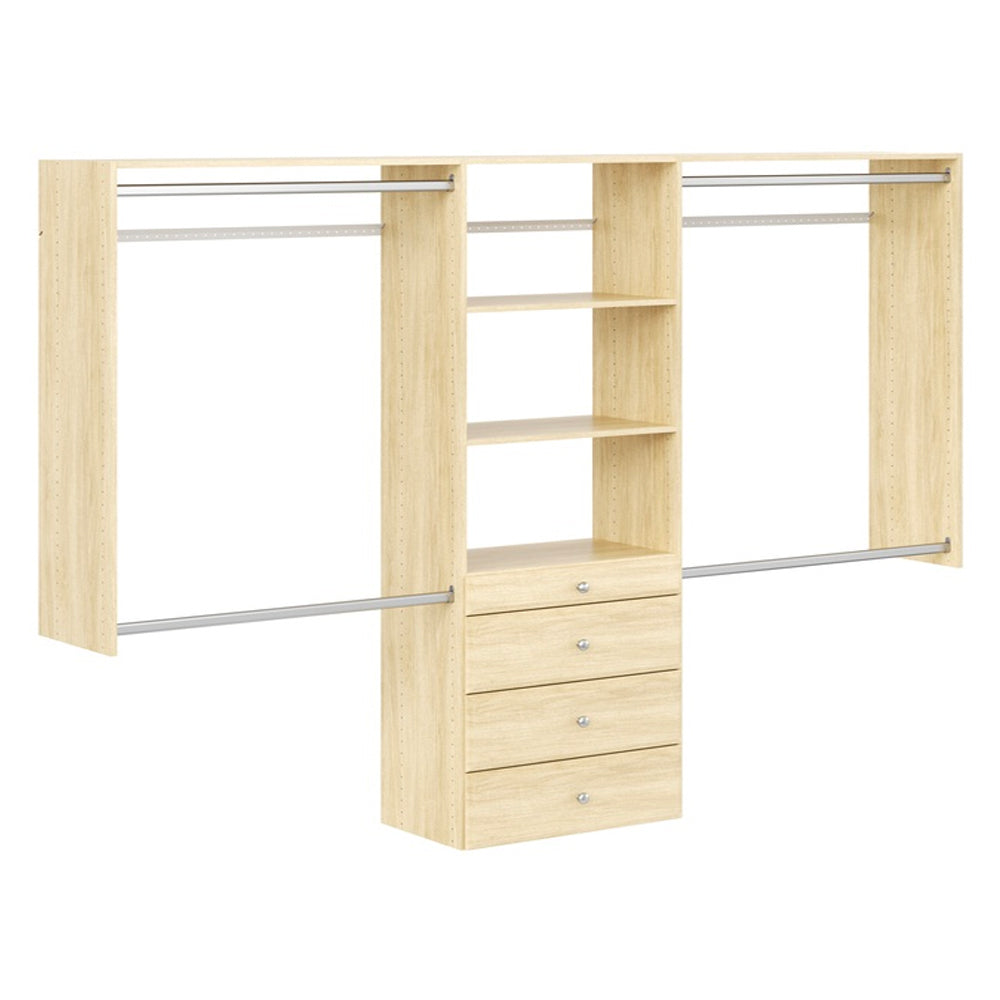 Easy Track Deluxe Storage Closet Shelf and Drawer Organizer System, Honey Blonde