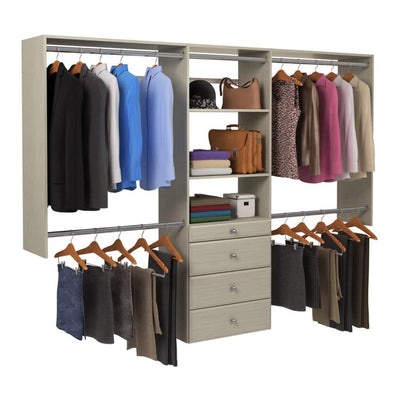 Easy Track Deluxe Tower Closet Storage Organizer with Shelves & Drawers, Grey