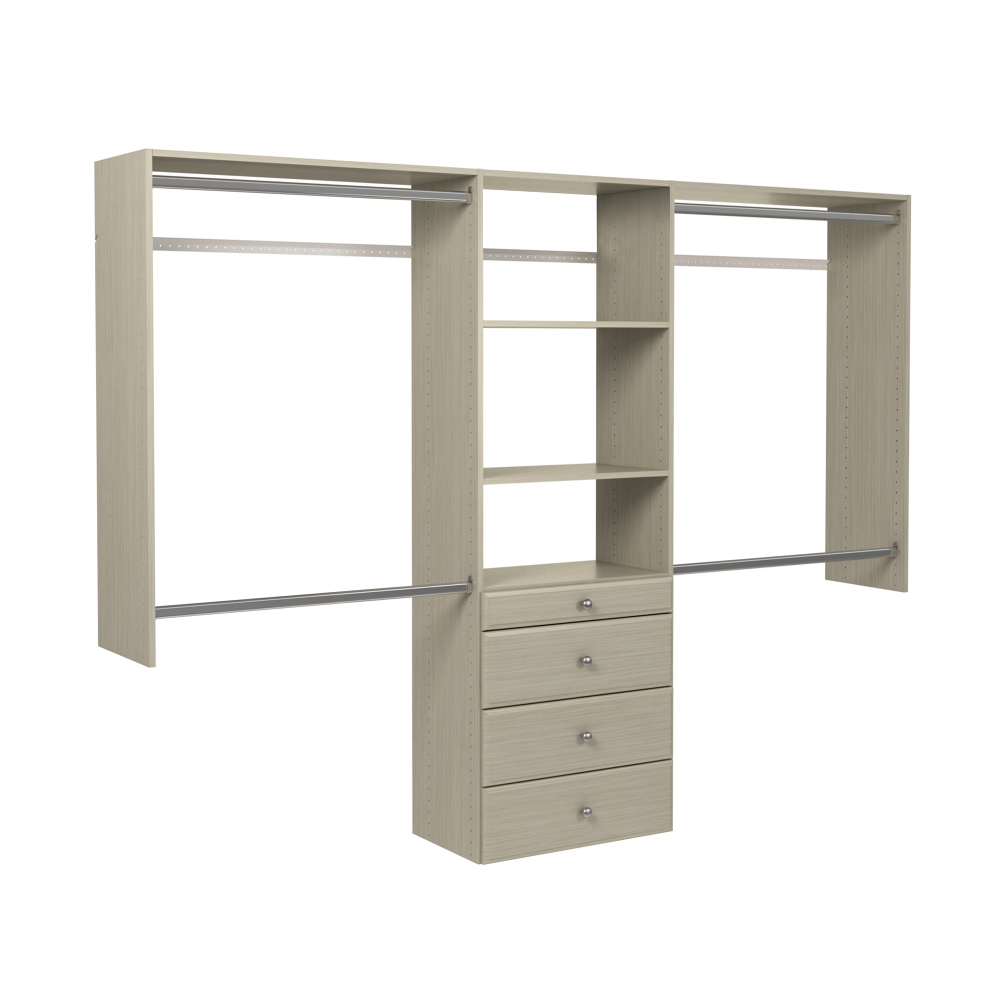 Easy Track Deluxe Tower Closet Organizer w/ Shelves & Drawers, Grey (For Parts)