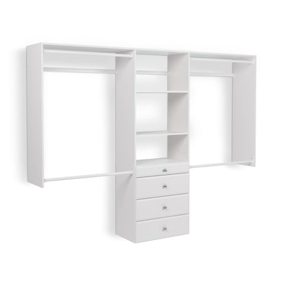 Easy Track Deluxe Tower Closet Storage Organizer with Shelves and Drawers, White