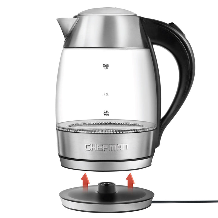 Chefman 1.8 Liter Glass Electric Tea Kettle with Removable Tea Infuser (Used)