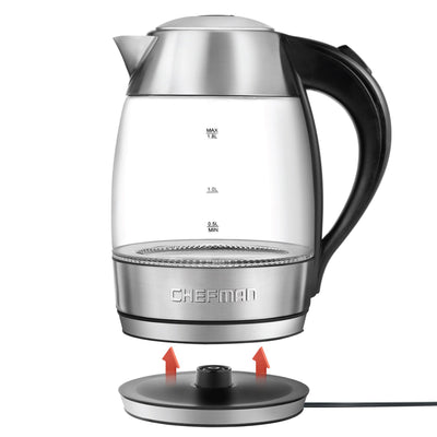 Chefman 1.8 Liter Glass Electric Tea Kettle with Tea Infuser, Clear (For Parts)