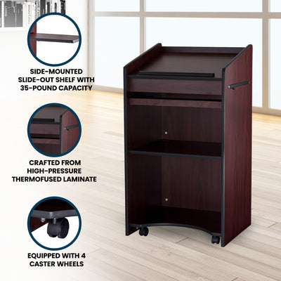 Oklahoma Sound Aristocrat Non Sound Lectern Podium w/ 2 Shelves, Mahogany (Used) - VMInnovations