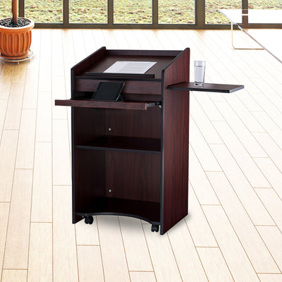 Oklahoma Sound Aristocrat Non Sound Lectern Podium w/ 2 Shelves, Mahogany (Used) - VMInnovations