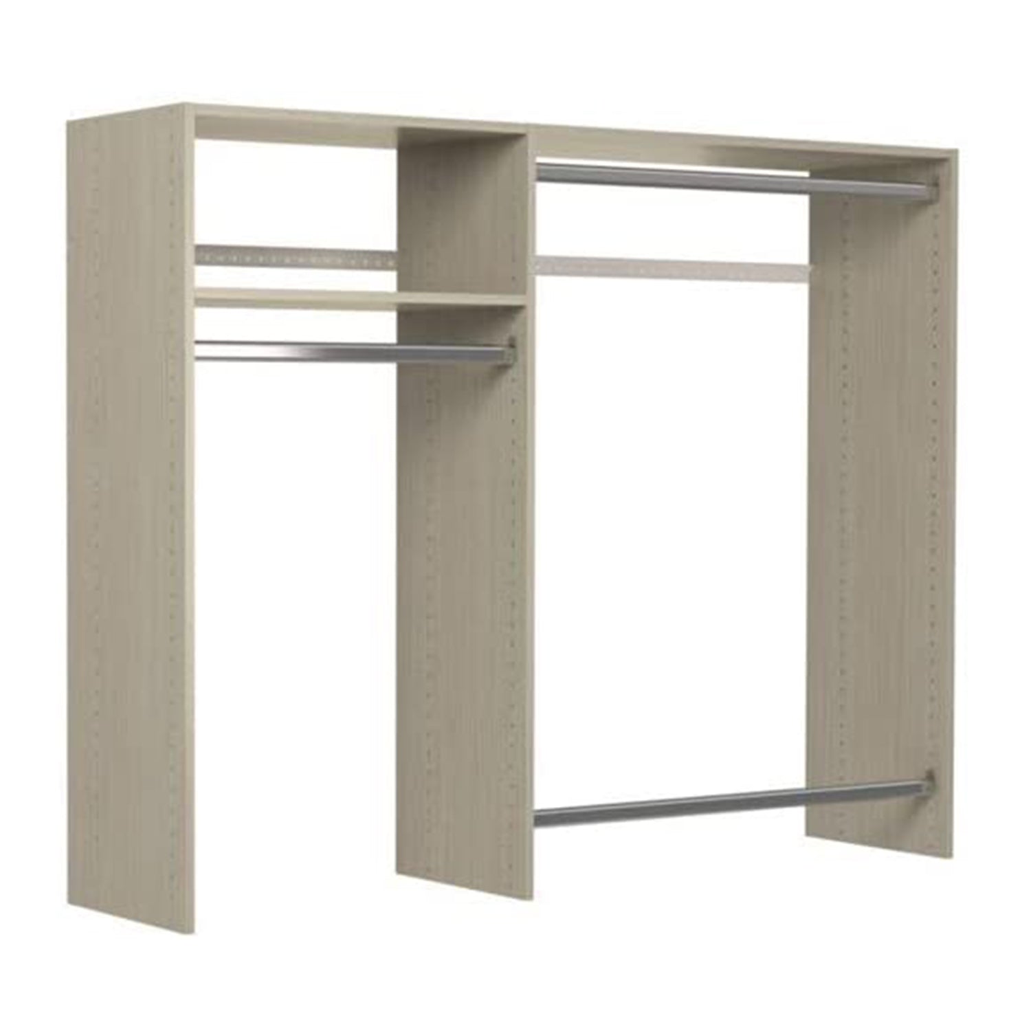 Easy Track Hanging Closet Kit Wardrobe Storage Organizer Rack, Weathered Grey