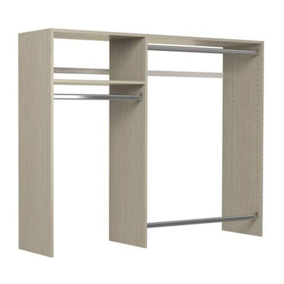Easy Track Hanging Closet Kit Wardrobe Storage Organizer Rack, Weathered Grey
