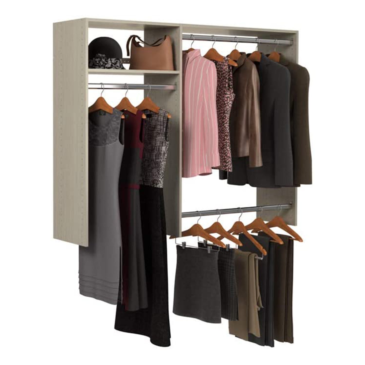 Easy Track Hanging Closet Kit Wardrobe Organizer Rack, Weathered Grey (Used) - VMInnovations