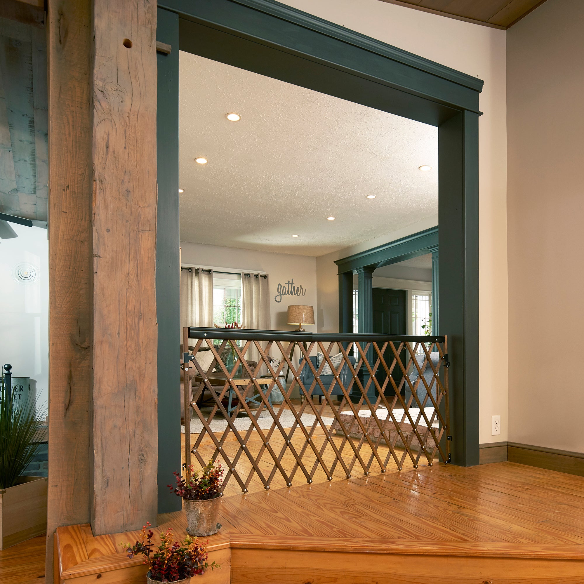 Evenflo Easy Walk Thru Extra Wide Baby/Pet Safety Gate, Farmhouse Collection - VMInnovations