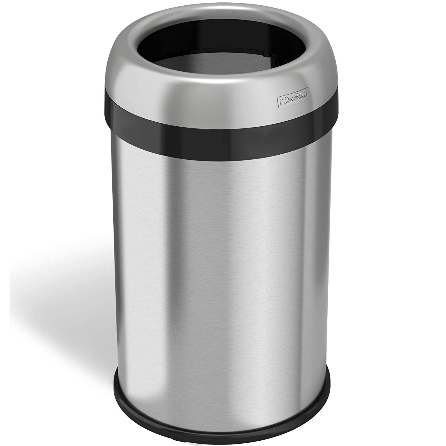 iTouchless 13 Gallon Open Top Garbage Trash Can Bin, Stainless Steel (Open Box)