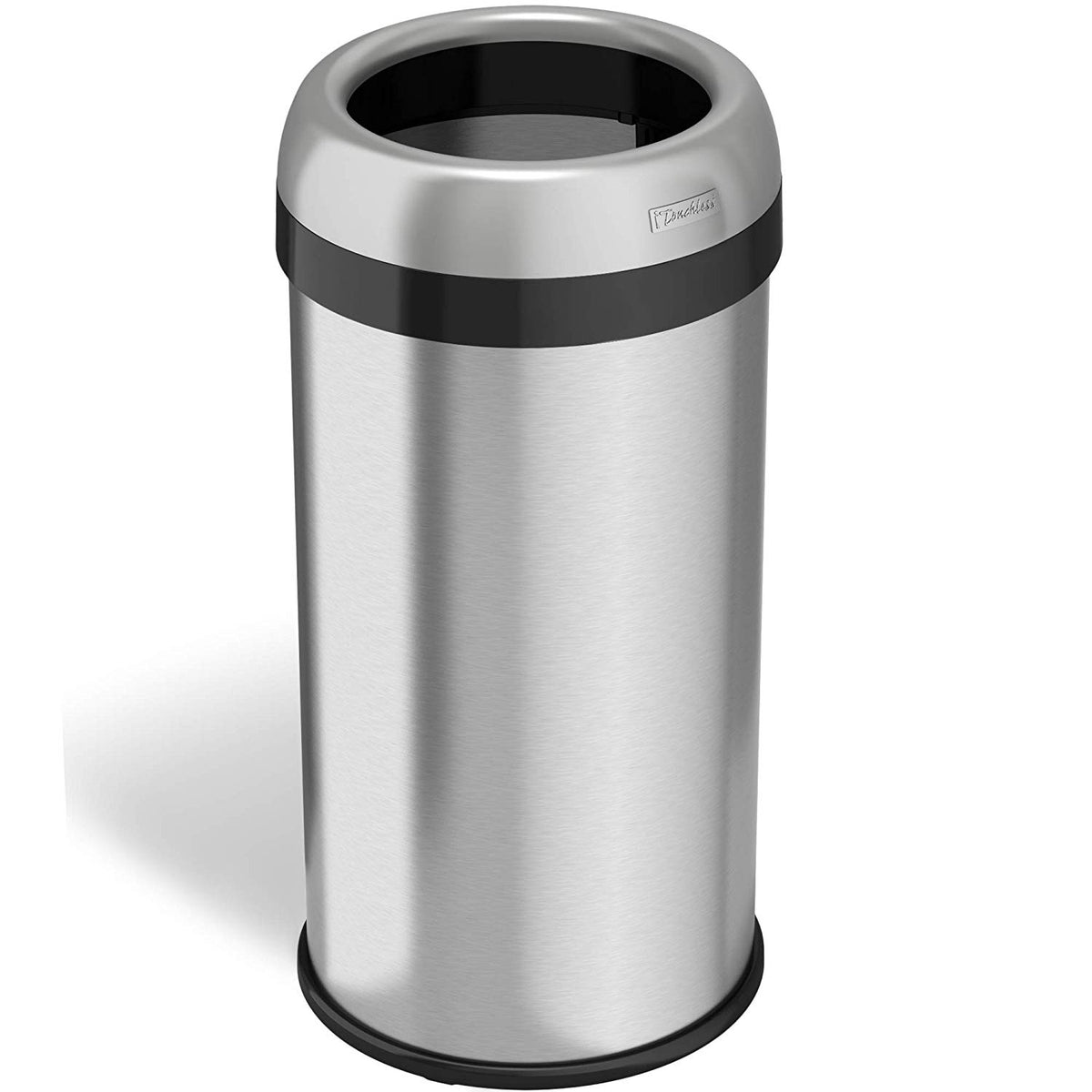 iTouchless 16 Gallon Deodorizer Open Top Trash Can, Stainless Steel (Damaged)