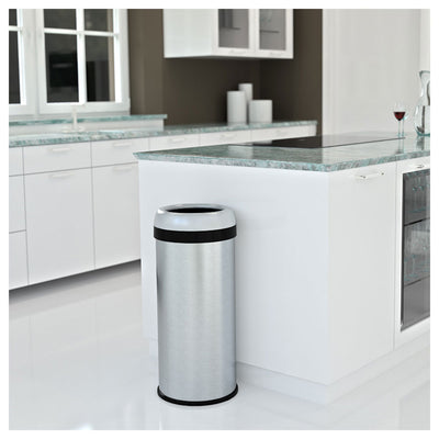 iTouchless 16 Gallon Deodorizer Open Top Trash Can, Stainless Steel (Damaged)