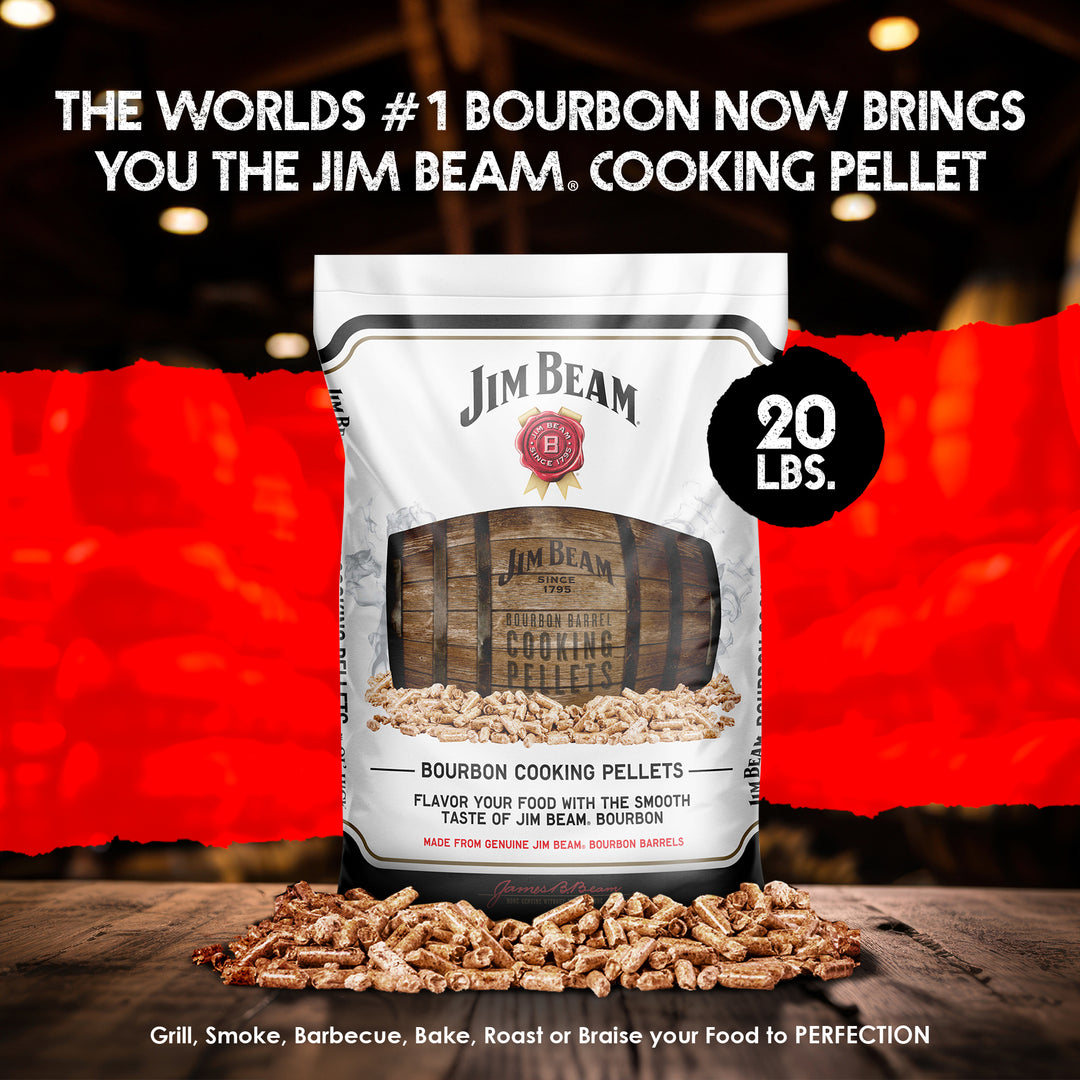 Jim Beam Bourbon Barrel Grilling and Smoker Oak Cooking Pellets, 20 Pound Bag