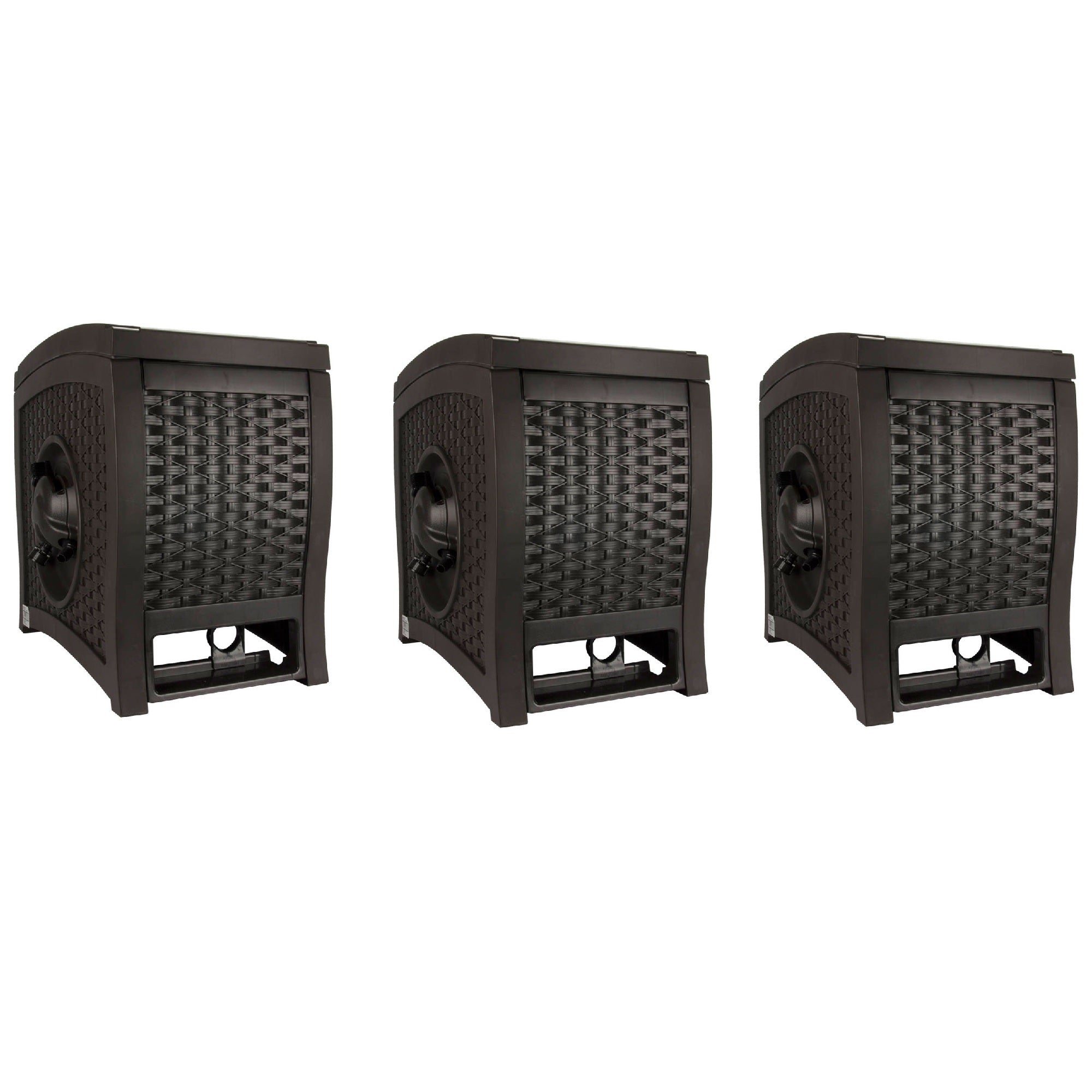 Suncast RSW125D 125 Ft Garden Hose Wicker Reel Touch and Go - Mocha  (3 Pack)