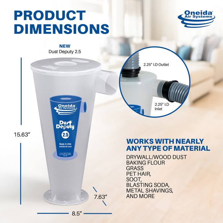 Oneida Air Systems Dust Deputy 2.5 DIY Separator, Accessory Only, Clear (Used) - VMInnovations