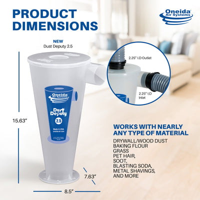 Oneida Air Systems Dust Deputy 2.5 DIY Separator, Accessory Only, Clear (Used)