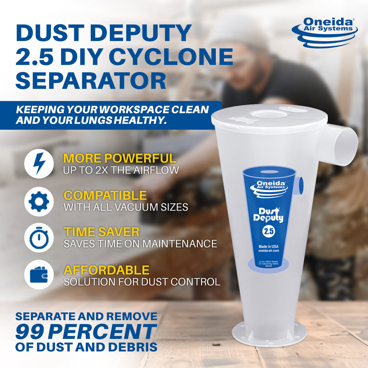Dust Deputy 2.5 DIY Cyclone Separator, Accessory Only, Clear (Open Box)