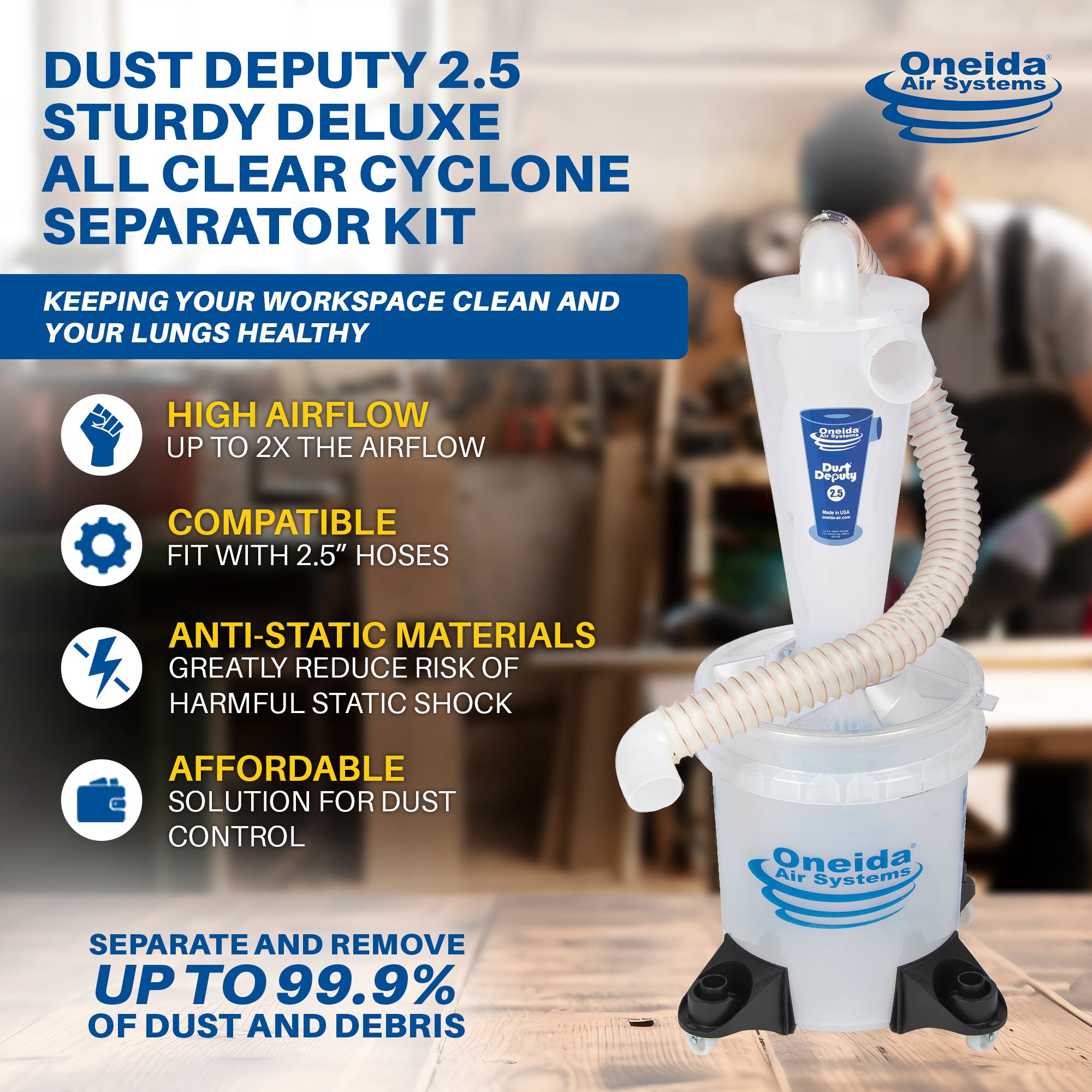 Oneida Air Dust Deputy 2.5 Deluxe Cyclone Separator Kit for Shop Vac (Used) - VMInnovations