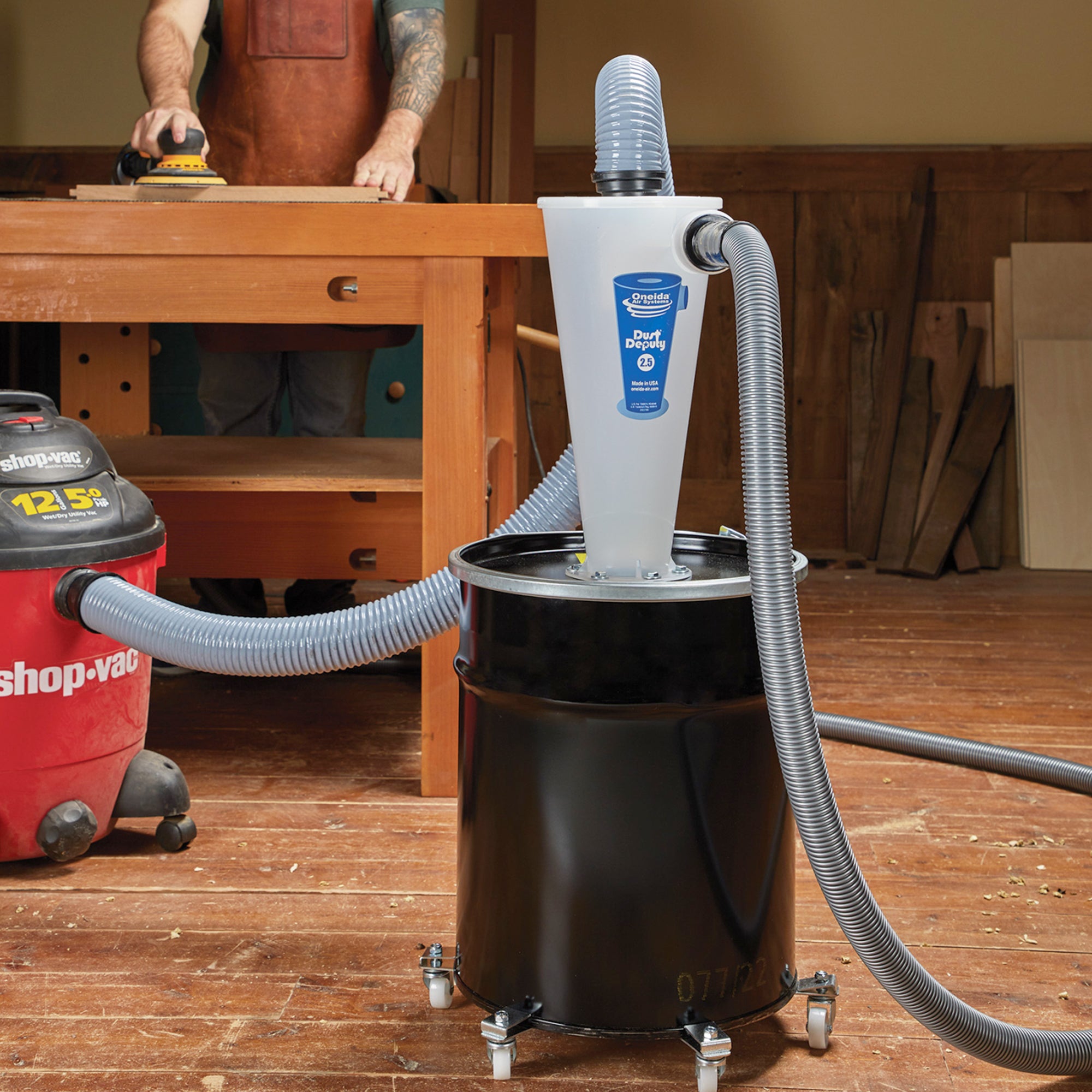 Oneida Air Systems Dust Deputy 2.5 Sturdy Deluxe All Clear Cyclone Separator Kit - VMInnovations