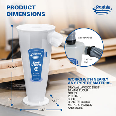 Oneida Air Systems Dust Deputy 2.5 Plus Anti-Static Cyclone Separator & Hose Kit - VMInnovations