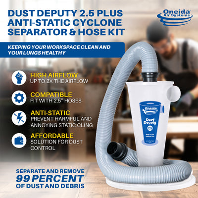 Oneida Dust Deputy 2.5 Plus Anti-Static Cyclone Separator & Hose Kit (Used) - VMInnovations