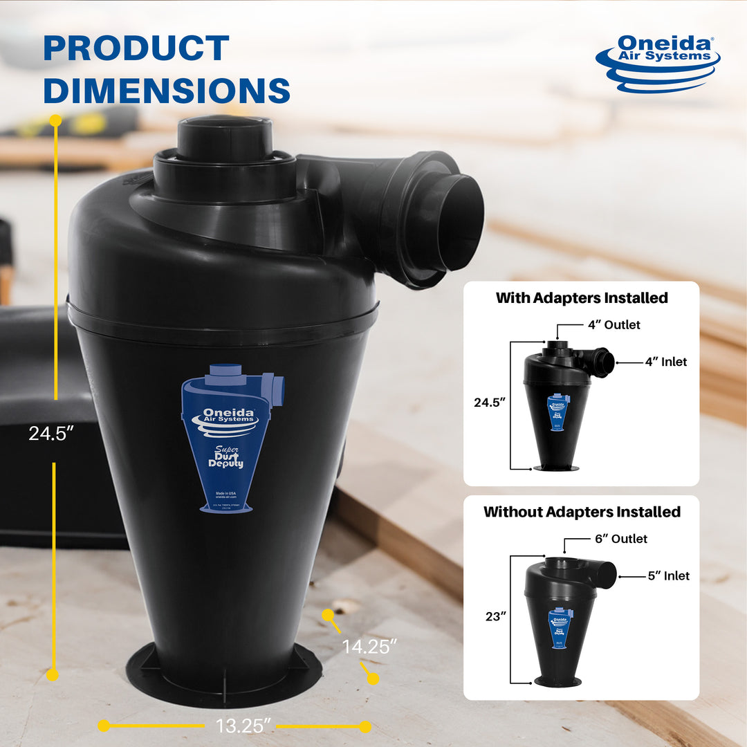 Oneida Air Systems Super Dust Deputy 4/5 DIY Cyclone Attachment, Accessory Only