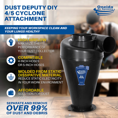 Oneida Air Systems Dust Deputy DIY Cyclone Attachment, Accessory Only(Open Box)