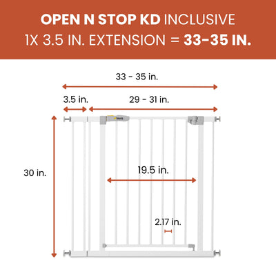 hauck OpenNStop KD Pressure Fit with 3.5 Inch Extension Baby Gate, White (Used)