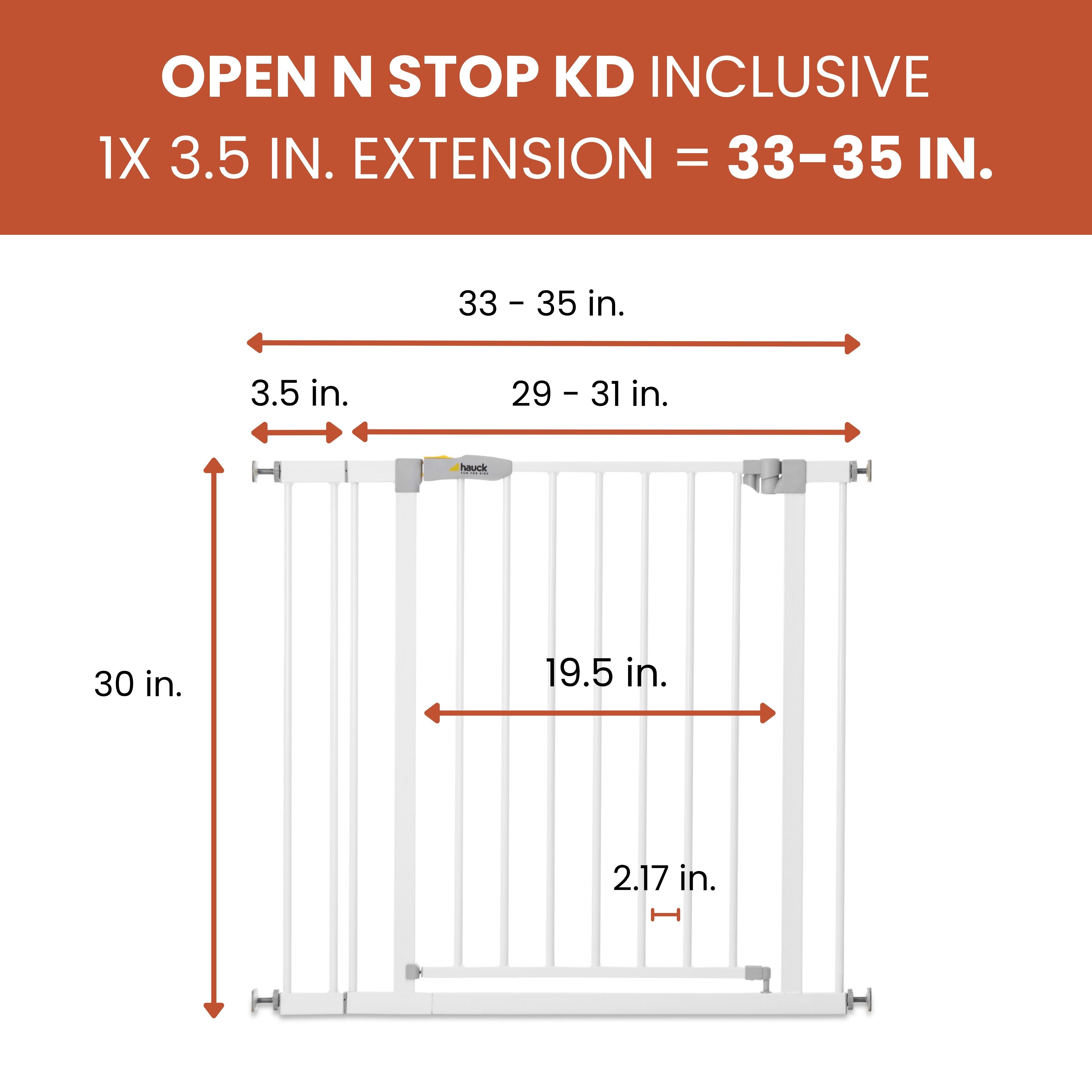 hauck OpenNStop KD Pressure Fit with 3.5 Inch Extension Baby Gate, White (Used)
