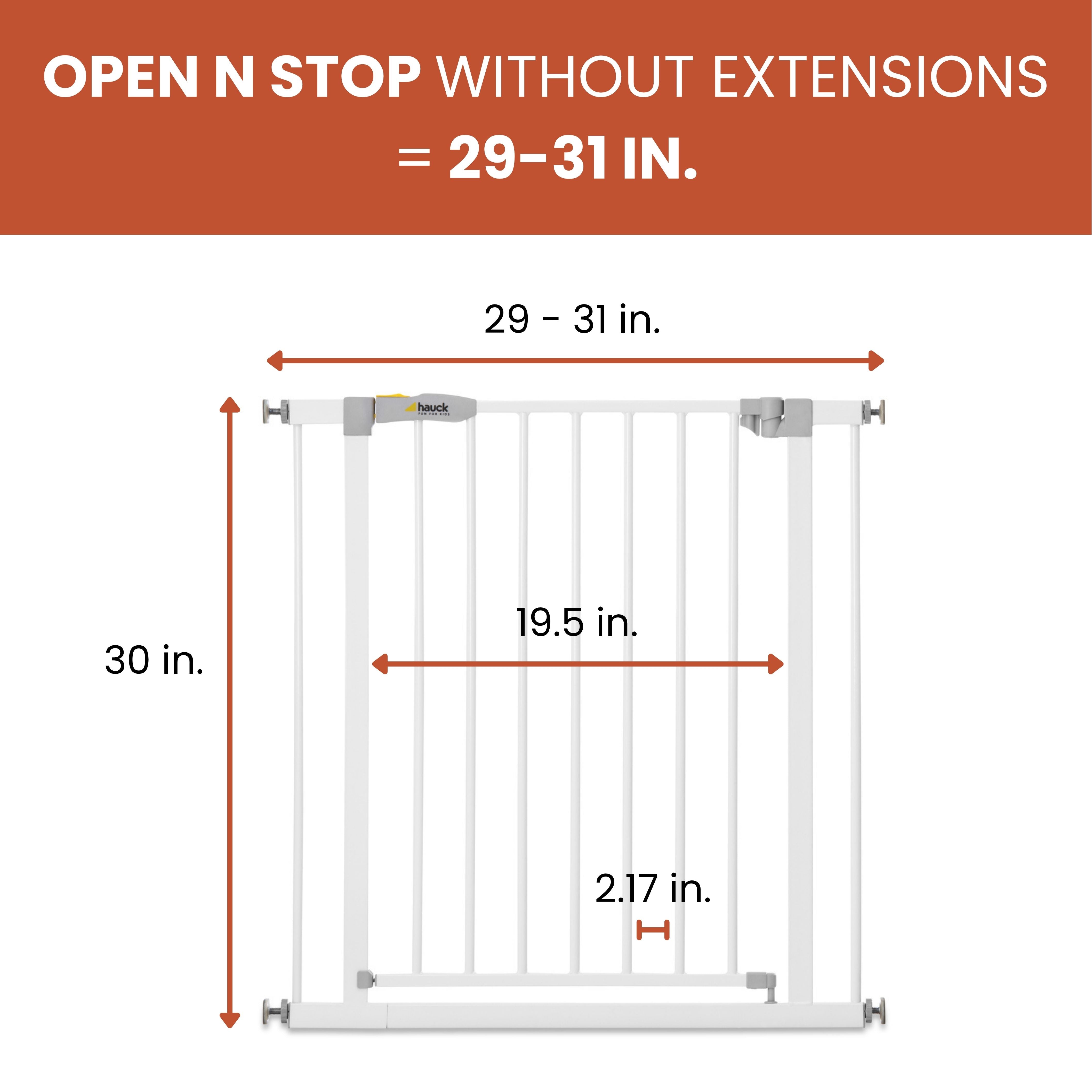 hauck Open N Stop Pressure Fit Baby Safety Gate for Openings 29 to 31", White - VMInnovations