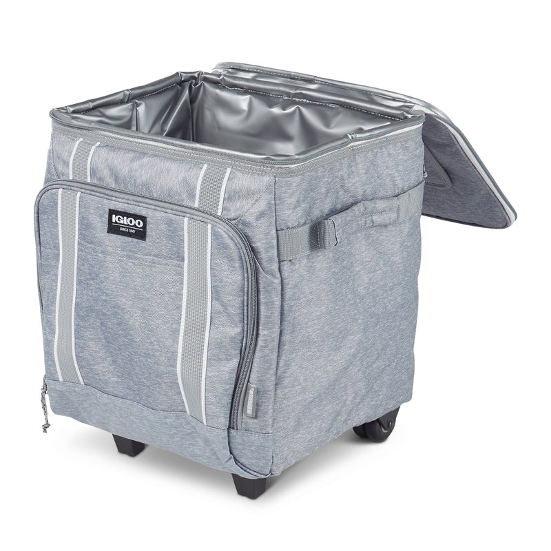 Igloo 40 Can Large Insulated Soft Cooler with Rolling Wheels, Gray (For Parts)