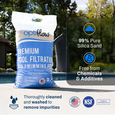 OptiFlow 50Lb Premium Pool Filtration Angular Sand w/Pure Silica Formula, 5 Pack