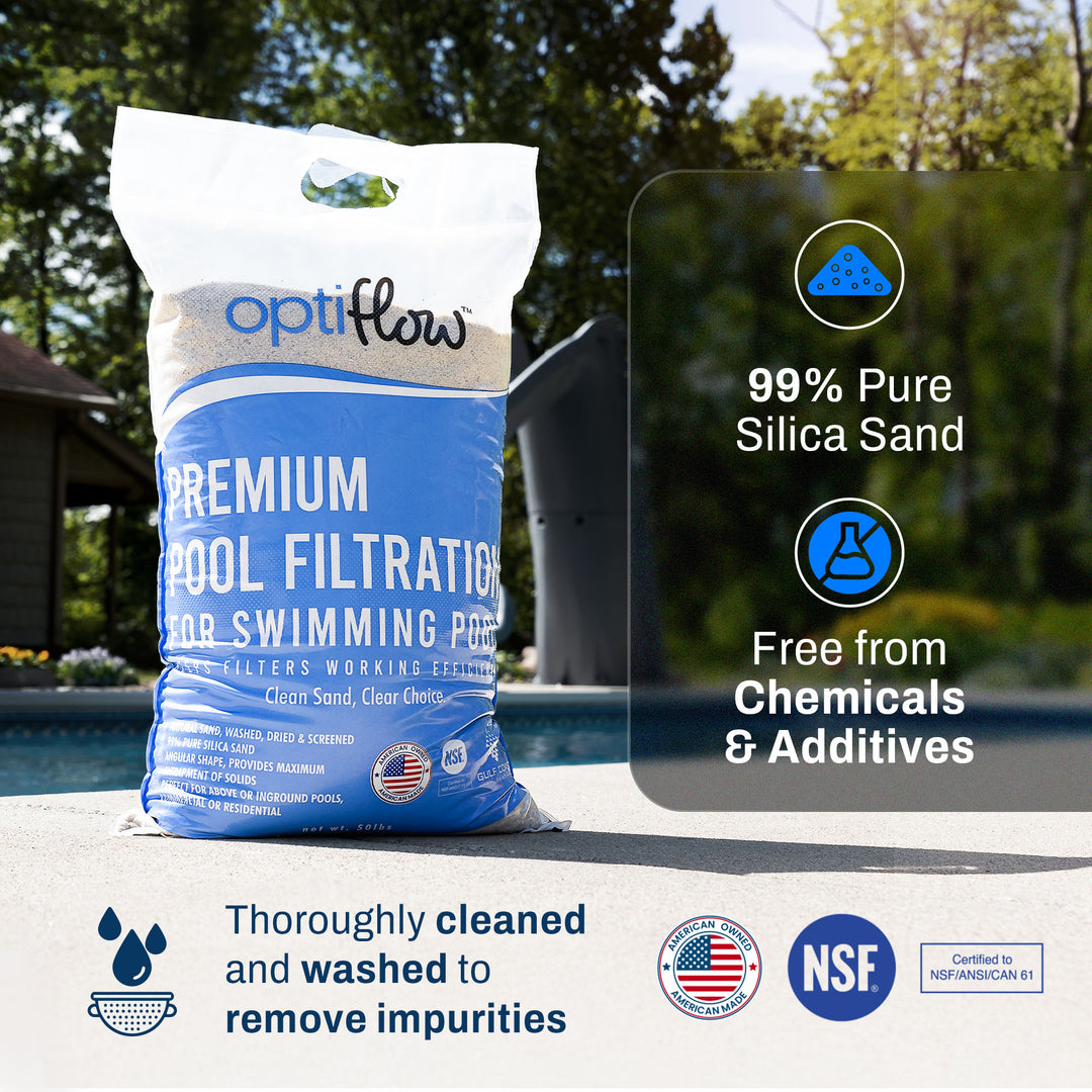 OptiFlow 50Lb Premium Pool Filtration Angular Sand Pure Silica Formula, 10 Pack